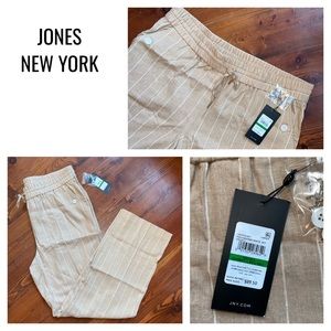 *NWT* JONES NY linen blend stretch waist wide leg pants